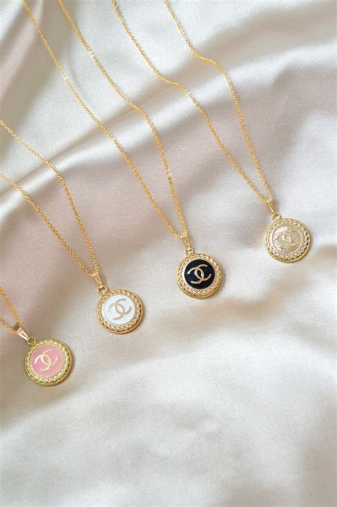 chanel button brooch|repurposed Chanel button necklace.